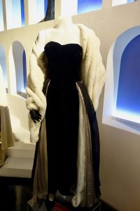 Actual famous black dress worn by Anita Ekberg in the Trevi Fountain in Rome from La Dolce Vita film by director Federico Fellini with Marcello Mastroianni, the dress is displayed in Cinecitta' in Rome.