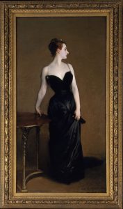 American artist John Singer Sargent's painying called Madame X, 1884. The portrait is of Madame Gautreau wearing a striking black dress.