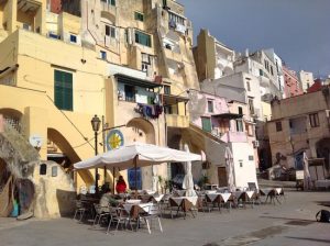 The 1994 Oscar-winning film Il Postino filmed here on quiant and colorful village of Corricella on Procida island. This cafe was featured in the film as Beatrice's bar, it is now called La Locanda del Postino. 